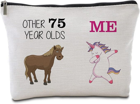 75th Birthday Gifts Women Travel Makeup Bag Funny Unicorn Gift Bag Other 75 Year Old Me Unicorn Best 75 Birthday Decorations for Her 75th Birthday Gift Ideas