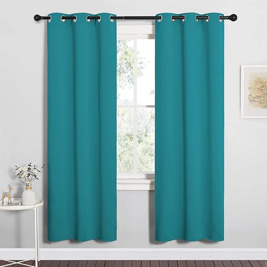 NICETOWN Room Darkening Curtains 72 inch Length 2 Panels, Thermal Insulated Grommet Blackout Curtains for Modern Casual Elegant Bedroom Kids Room Theme Decoration (Peacock Teal, 2 Pieces, W34)