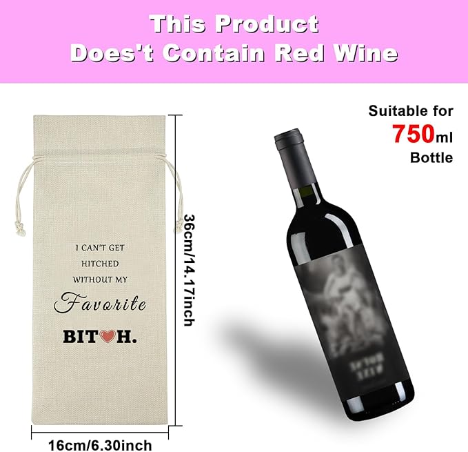 Maid of Honor Gift Wedding Gifts for Friends Wine Bags Valentine Gift Proposal Gift for Women Girlfriend Birthday Christmas Gifts for Bridesmaids Sister Reusable Burlap Wine Wrap Bags Engagement Gift