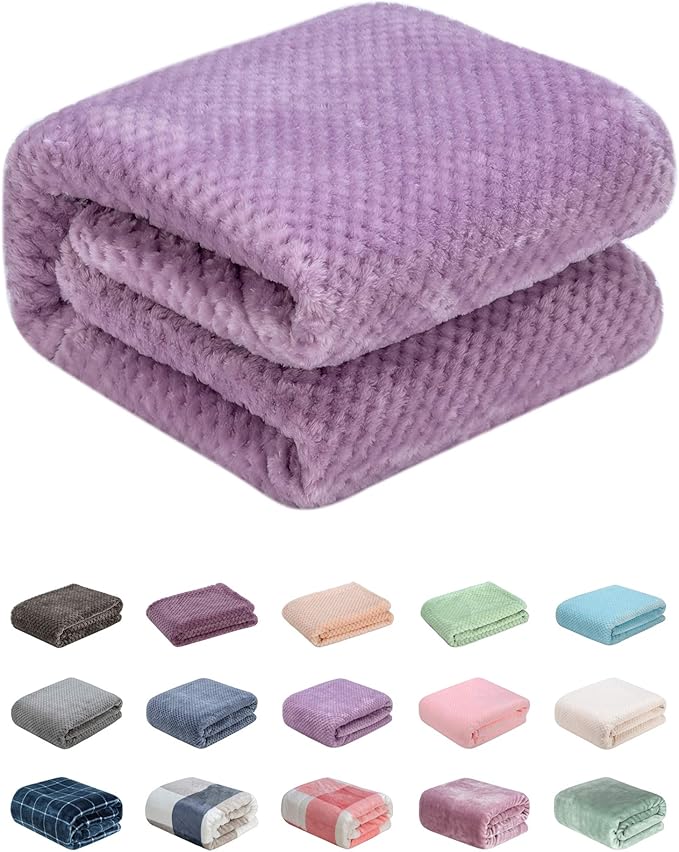 Fuzzy Throw Blanket, Plush Fleece Blankets for Adults, Toddler, Boys and Girls, Warm Soft Blankets and Throws for Bed, Couch, Sofa, Travel and Outdoor, Camping (Twin(60"x80"), XL1-Lavender)
