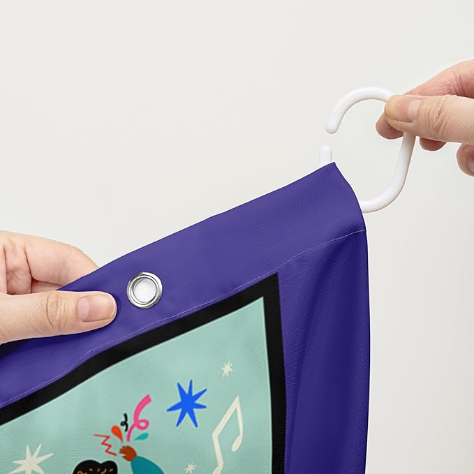 AILONEN Graffiti Music Shower Curtain,Happy Girls Music Art Bath Curtain Minimalist Bathroom Curtain 72" W*72" H Polyester Waterproof Bathroom Curtain with 12 Hooks