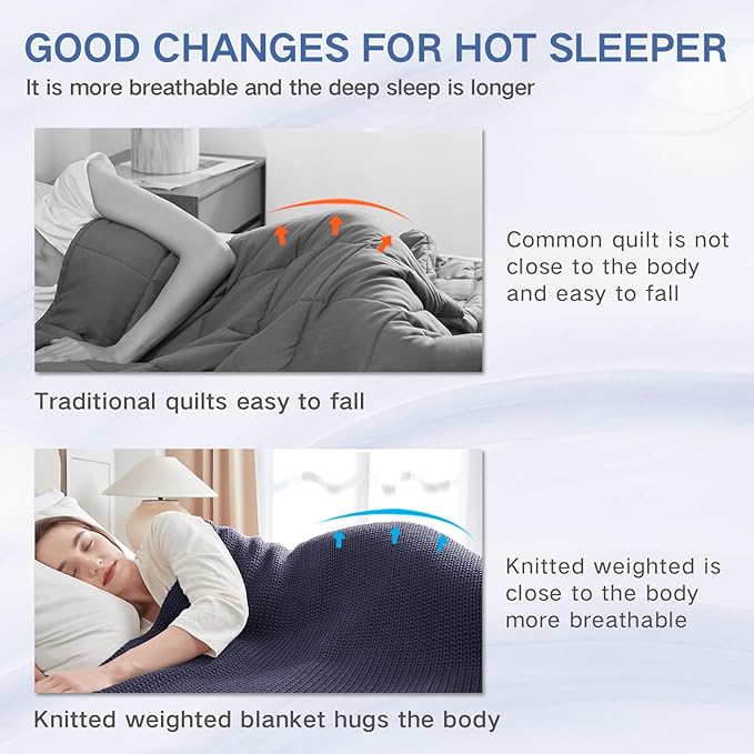 Knitted Weighted Blanket(Dark Grey 50"x60" 7lbs),Home Décor Cooling Throw Blanket for Hot Sleepers,Hand Made Chunky Knit Heavy Blanket Use on Twin Size Bed