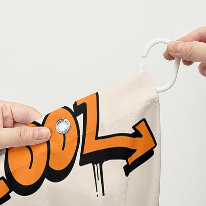 AILONEN Hip-Hop Skull Shower Curtains,Graffiti Music Bath Curtains,Printed Rock Curtains,Polyester Waterproof with 12 Hooks for Bathroom 48" W*72" H