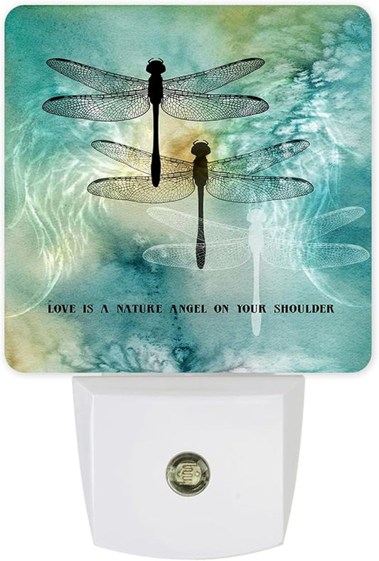 Dragonfly Nature Angel Plug-in LED Night Light,Smart Auto Dusk to Dawn Sensor Nightlights Plug into Wall,White Energy Efficient Night light for Teen Girls Kids Bedroom,Bathroom,Kitchen,Stairs,Hallway