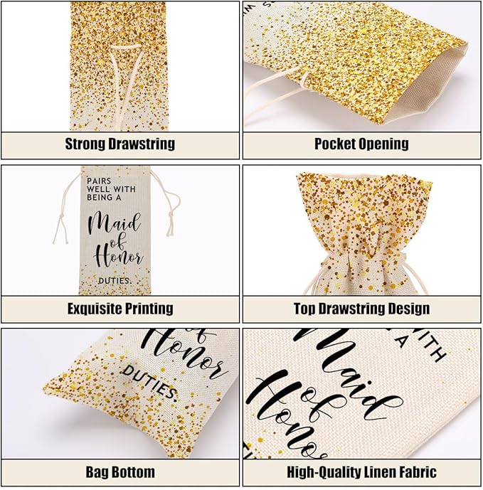 Maid of Honor Gifts Bridal Shower Gifts Wedding Wine Bag Bachelorette Gifts for Bride Fiance Gifts for Women Men Friend Him Her Lady Bachelorette Party Wine Bags