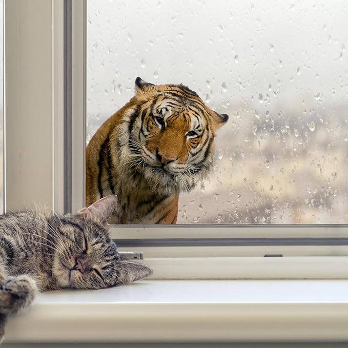 Cute Tiger Wall Art Sticker Peel & Stick Realistic Tiger Head Wall Decals, Removable Vinyl Tiger Sticker Gift for Friends Kids Bedroom Bathroom Shop Window Wall Art Decor