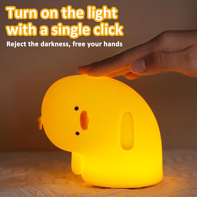 Duck Night Light, Duck Gifts for Girl, Duck Lamp Gifts Bedside Lamp for Nursery, ABS+SIL, Touch Control, Portable and Rechargeable Dimmable, Birthday Gifts for Boys Girls