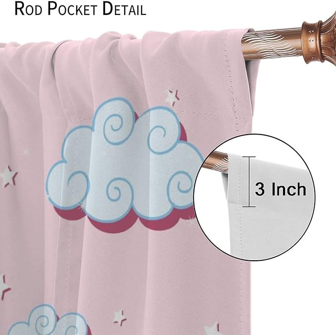 Unicorn Curtain for Kids Bedroom,Pink Cartoon Rainbow Darkening Curtains Decor Sliding Curtains Decorative Curtains for Girls Boys Baby Room,Living Room Decoration 42x45inch