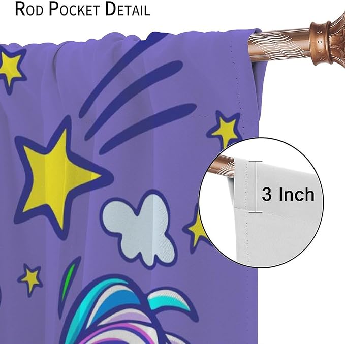 Kids Unicorn Curtains Purple Cartoon Rainbow Cartoon Room Blackout Curtains Boys Girls Baby Room Decor Curtains Living Room Decor 42x54 Inch 2 Panels