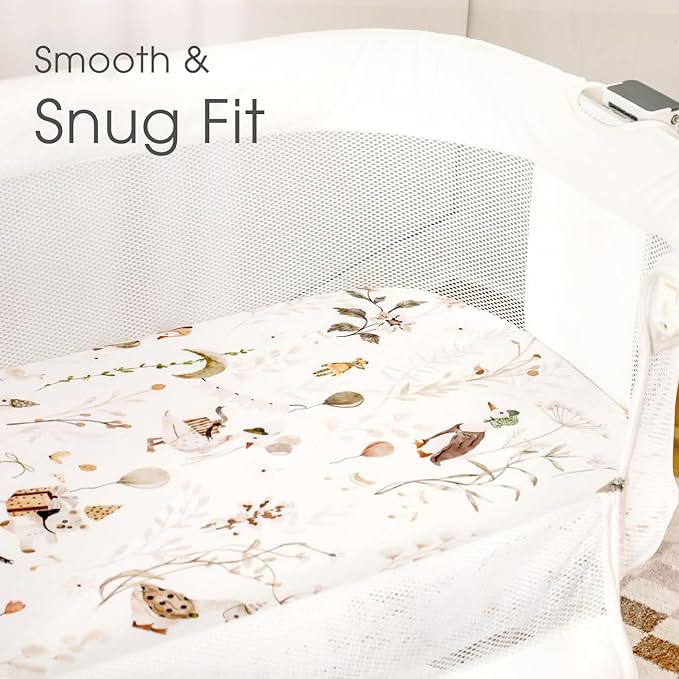 Stretchy Ultra Soft Fitted Bassinet Sheets 2 Pack, Universal Fitted for Baby Cradle Moses Basket Oval Rectangle Mattress Safe and Snug, Stylish Bassinet Sheet for Baby Boy and Girl