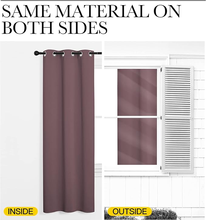 NICETOWN Dry Rose Blackout Curtains 102" Long for Office, Dining Room, Guest Room, 55" Wide, 2 Pieces, Sound Reducing Heat and Cold Block Curtain Panels for Modern Room Decorative