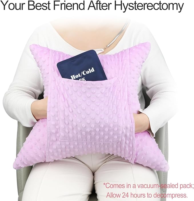 Star Hysterectomy Recovery Pillow C-Section Pillows with 2 Pockets for Tummy Tuck Abdominal Lumpectomy Belly Surgery Must Haves Shock Absorbing Cough Cushion Patients Gifts Minky Dot Lavender