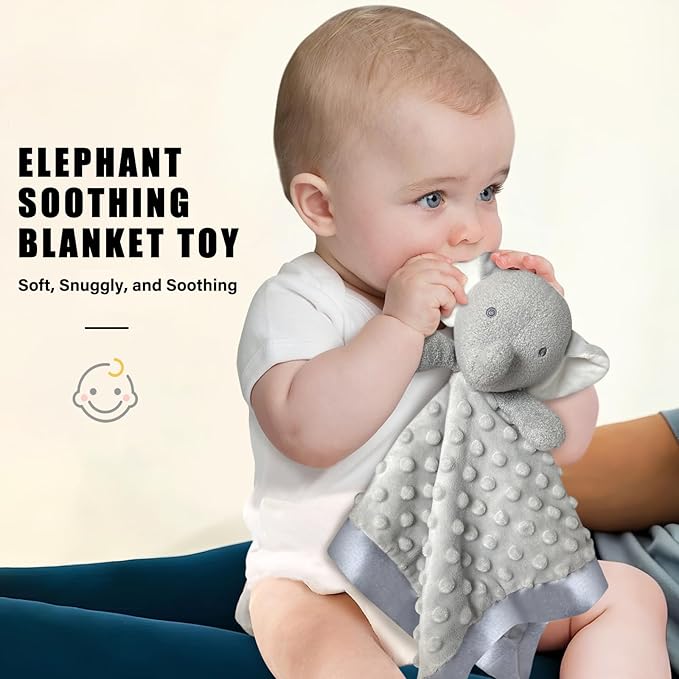 Grey Elephant Baby Security Blanket Loveys for Babies Girls, 16" Soft Baby Lovey Blanket, Baby Snuggle Stuffed Animals Blankie, Baby Girls Gifts for Infant and Toddler