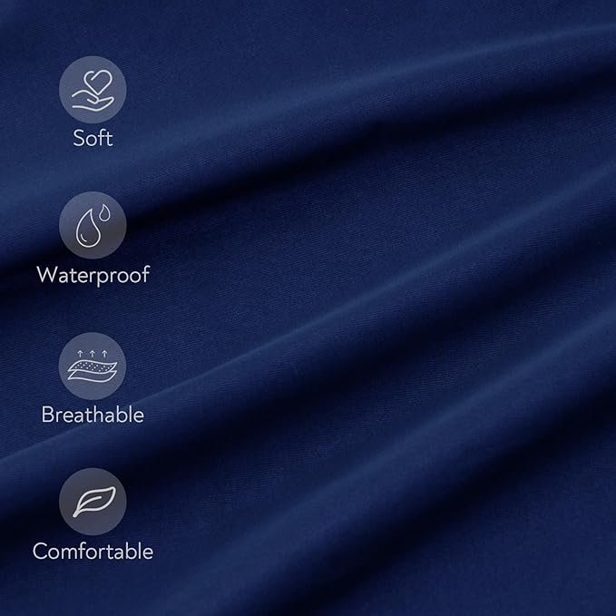 Waterproof Pack and Play Sheets Fitted 2 Pack, Compatible with Graco Pack n Play Sheets 38" X 26" Fits for Baby Playpen/Playard Mattress, Mini Crib Sheets for Boys or Girls, Grey & Navy