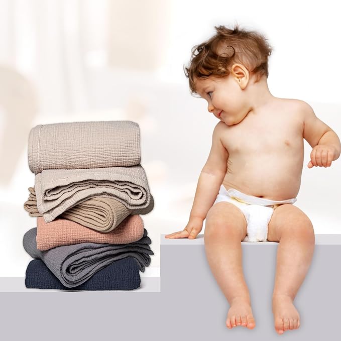 Lulu moon Muslin Quilt Blanket, Crib Blanket for Baby and Toddler,47x47 Inches(Ivory)