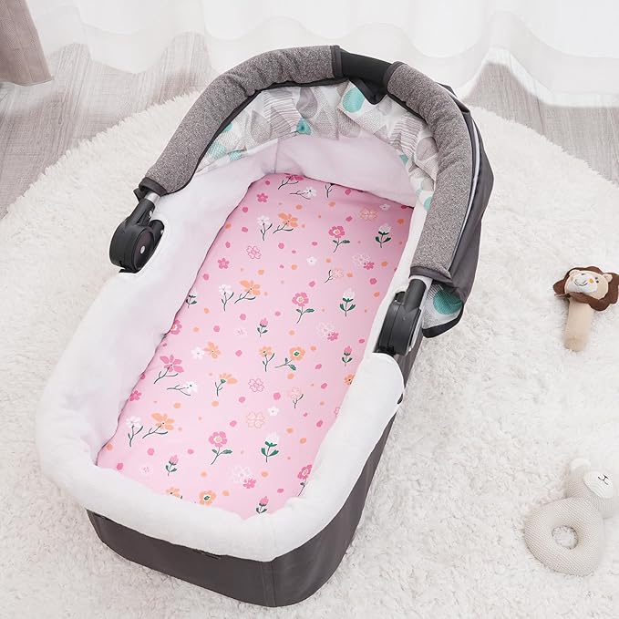 PHF Soft Bassinet Sheet Set, 2 Pack Silky Comfy Breathable Cradle Sheets for Baby Boys Girls, Univeral Fit for Most Oval Rectangle Cradle and Bassinet Mattress/Pad, Rose Floral