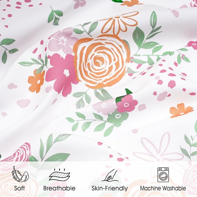PHF Soft Mini Crib Sheet Set, 2 Pack Silky Comfy Pack N Play Sheets for Boys Girls, Universal Fit for Pack N Play, Playard and Mini Crib Mattresses, Rose Floral