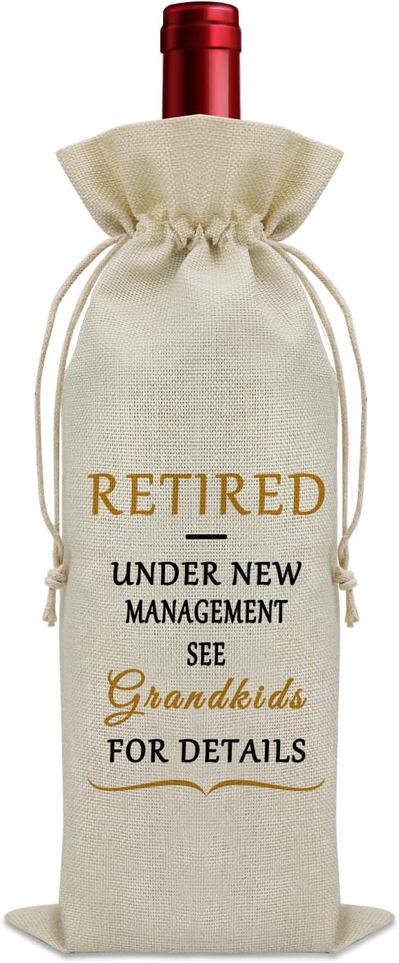 Sazuwu Grandparent Retirement Gifts Wine Bag Funny Retired Gifts for Men Women Grandkids Gifts for Grandpa Grandma Wine Bottle Decoration Bag Wine Accessories Gifts for Wine Lovers