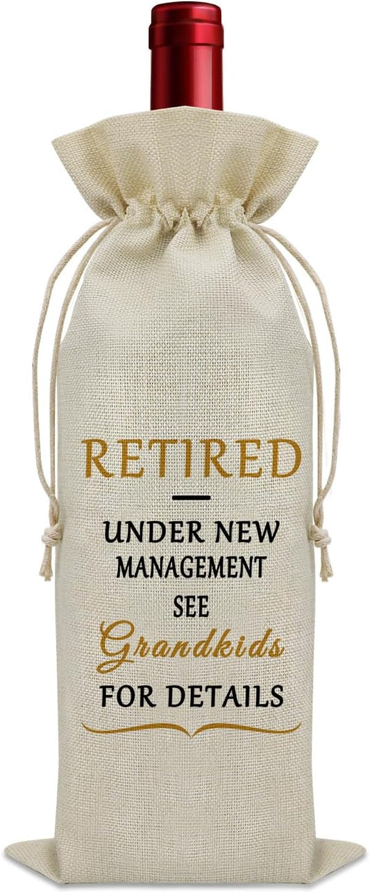 Sazuwu Grandparent Retirement Gifts Wine Bag Funny Retired Gifts for Men Women Grandkids Gifts for Grandpa Grandma Wine Bottle Decoration Bag Wine Accessories Gifts for Wine Lovers