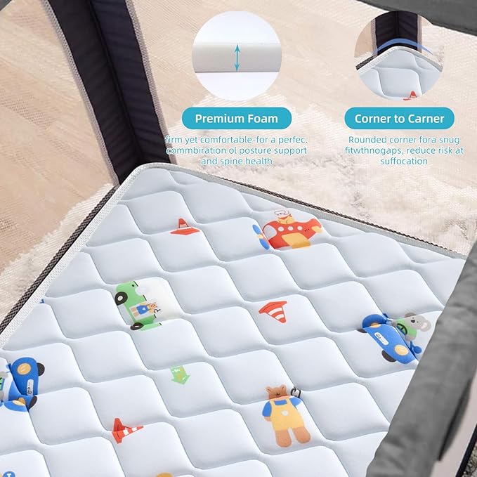 Pack and Play Mattress Topper - 38" x 26", Soft & Firm Premium Foam Pack N Play Mattresses Pad, Odorless Baby Foam Playpen Mattresses, Portable Playard Mattress Topper - Breathable & Comfort