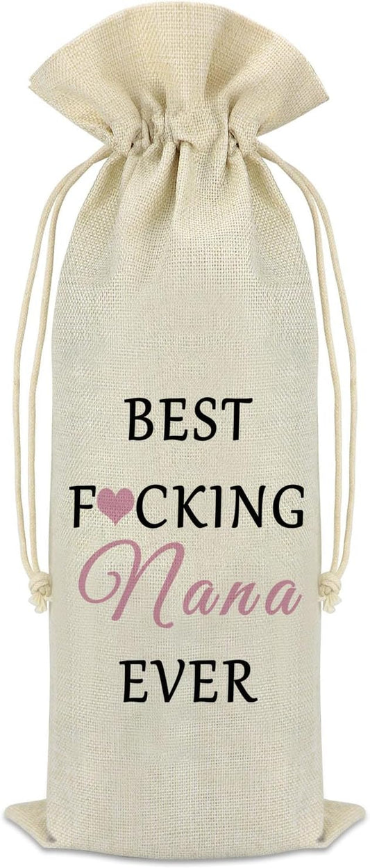 Nana Gift Grandma Wine Bag from Grandchildren Drawstring Wine Bags Nana Birthday Gift Grandma to Be Gifts Burlap Reusable Wine Gift Bags Retirement Christmas Mother's Day Gift for Nana Grandma
