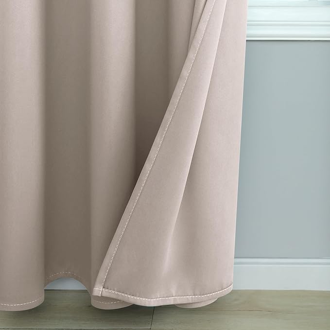 Taupe Curtains 84 Inch Length 2 Panels Set,Blackout Mushroom Tall Neutral Curtains for Living Room Bedroom 84 Inches Long