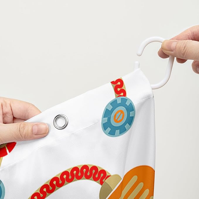 AILONEN Kawaii Robots Shower Curtain,Cartoon Robot Waterproof Fabric Shower Curtain Set for Boys Teens Kids, 36" W*72" H Watercolor Robot Bathroom Decors