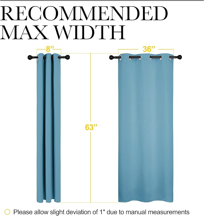 NICETOWN Window Treatment Thermal Insulated Solid Grommet Room Darkening Curtains/Drapes for Bedroom (Set of 2 Panels, 42 by 63 inches Long, Teal Blue=Light Blue)