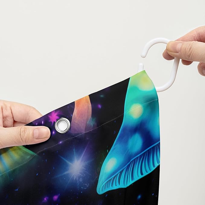 AILONEN Colorful Magic Mushroom Shower Curtain,Natural Fungal Plants Shower Curtain Set for Bathroom,Boho Style Waterproof Fabric Bath Curtain for Kids Girls, 72" W*84" H