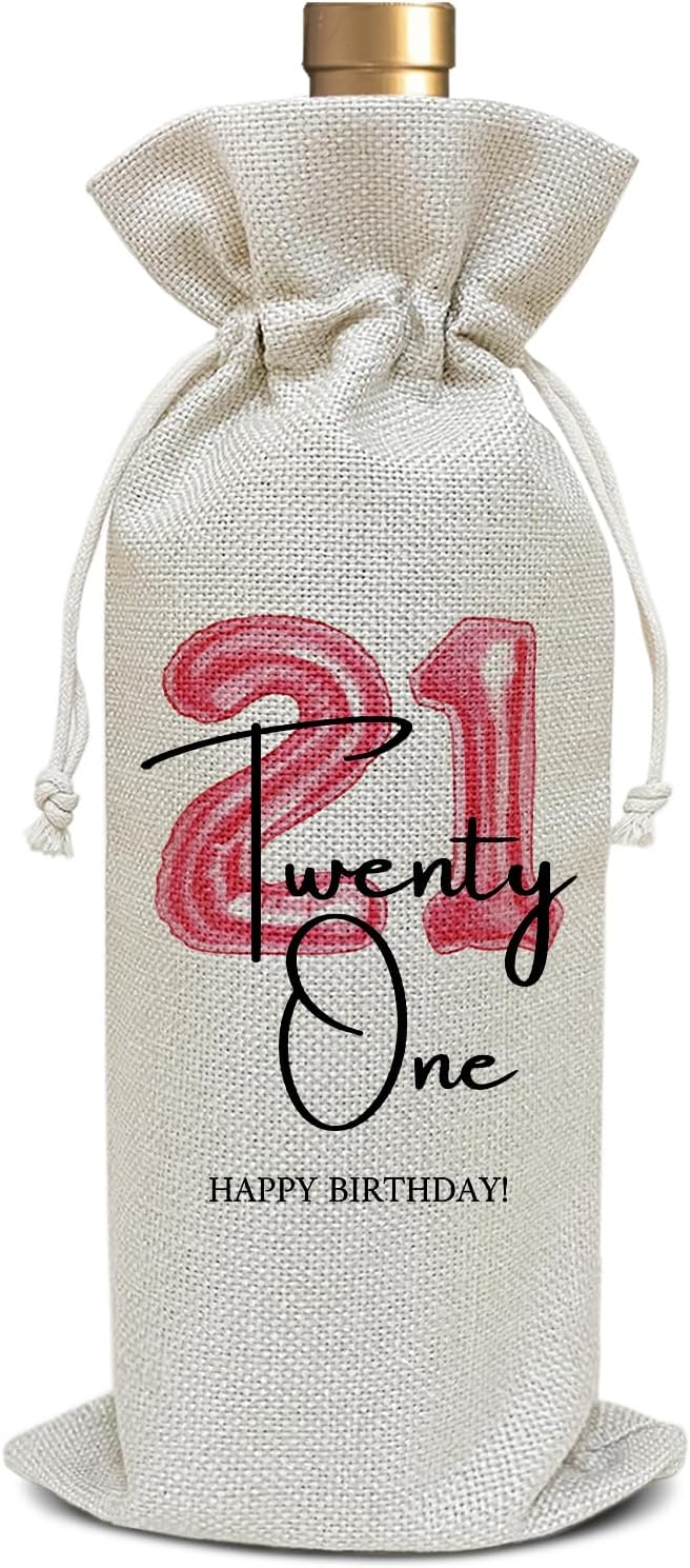 21st Birthday Gifts for Women Daughter Girlfriend Sister, 21 Year Old Birthday Gifts, 21st Birthday Gifts for Her, Birthday Party Favor Wine Bag Decoration Supplies, Wine Gifts for Women /02