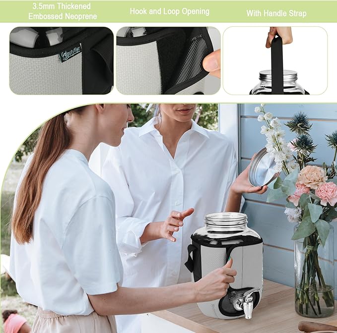 Beautyflier Sleeve for 1 Gallon Drink Dispenser with Spigot, Insulators Sleeve for 1 Gallon Water, Laundry Detergent or Beverage Dispenser for BBQ, Picnic, Pool Party and Social Events, Sleeve Only