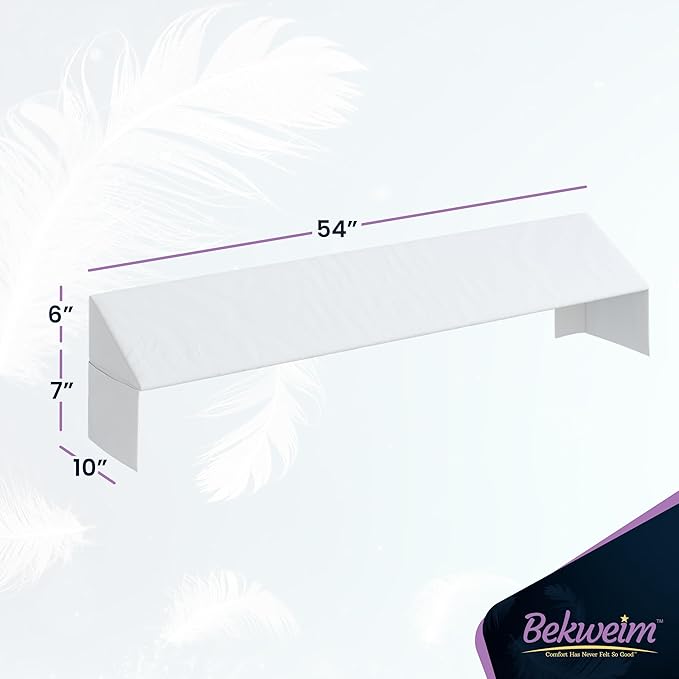 Wedge Pillow Headboard Bed Gap Filler Full - Headboard Pillow Full Size 54 X 10 X 6 - Long Pillow for Bed Wedge Gap Filler with Large Pocket for Bed Accessories - Mattress Gap Filler (White)