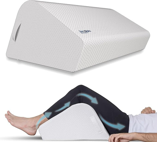 Leg Elevation Pillow Foam Wedge 11" - Ergonomic Lower Back Pain Relief - Knee Bed Pillow for Leg Pain - Post Workout Recovery, Circulation, Firm Support, Plush Removable Cover (Large 11")