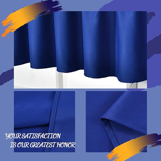 Royal Blue Valances for Bedroom - Small Window Rod Pocket Solid Blackout Curtain Valances 60 by 18 Inch,1 Panel
