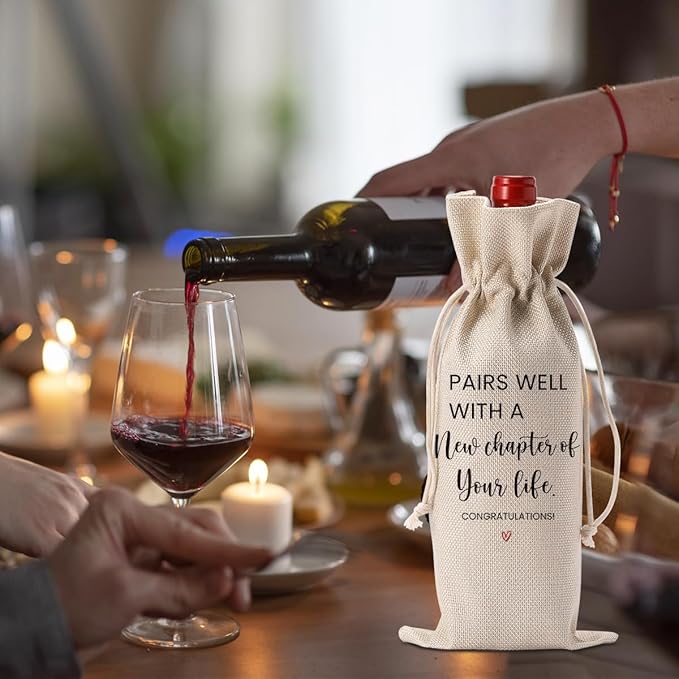 Going Leaving Moving Away Farewell Retirement Gifts for Friends Coworkers Women, New Jop New Beginning New Business Owner Gifts Wine Bag, Pairs Well With A New Chapter Wine Bag