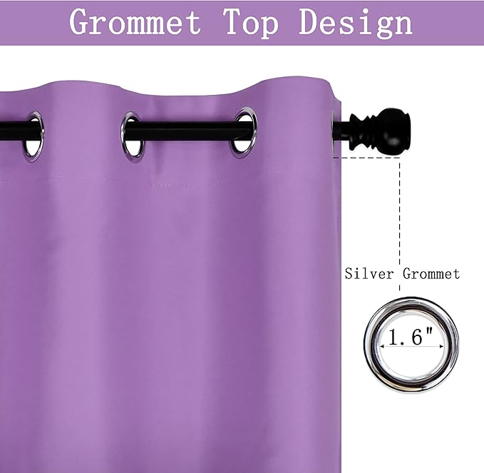 Light Purple Valance for Kitchen Windows Solid Lavender Grommet Top Blackout Valance Window Treatment for Living Room Short Straight Drape Valance for Bedroom Kids Room 70X18 1 Panel Lilac
