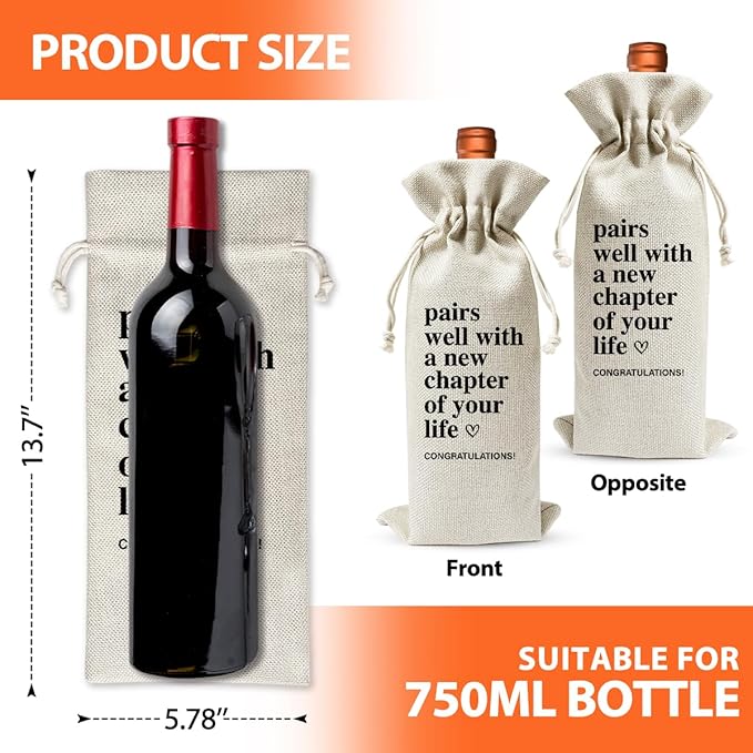New Chapter Of Your Life Wine Bag For Colleague Coworker Boss Friends, New Job Gift Wine Bag for Him Her, Wine Bottle Cover Bag For New House Engagement Retirement New Beginning