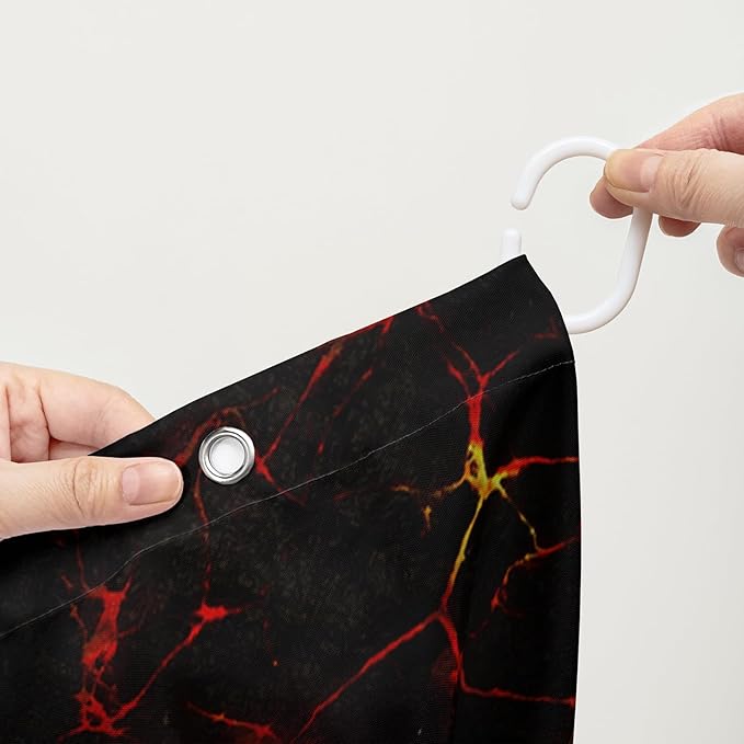 AILONEN Rose Shower Curtain for Bathroom,Purple Red Flame Fire Rose Hearts Print Bath Curtain,Modern Print Decoration Waterproof Shower Curtain with 12 Plastic Hooks, 72" W*72" H