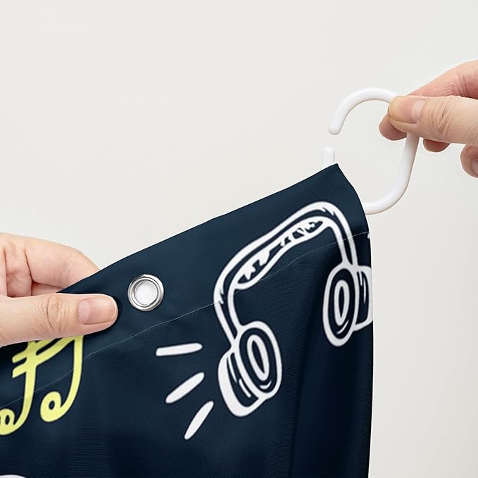 AILONEN Graffiti Note Music Shower Curtain,Hip Hop Music Art Bath Curtain Minimalist Bathroom Curtain 36" W*72" H Polyester Waterproof Bathroom Curtain with 12 Hooks