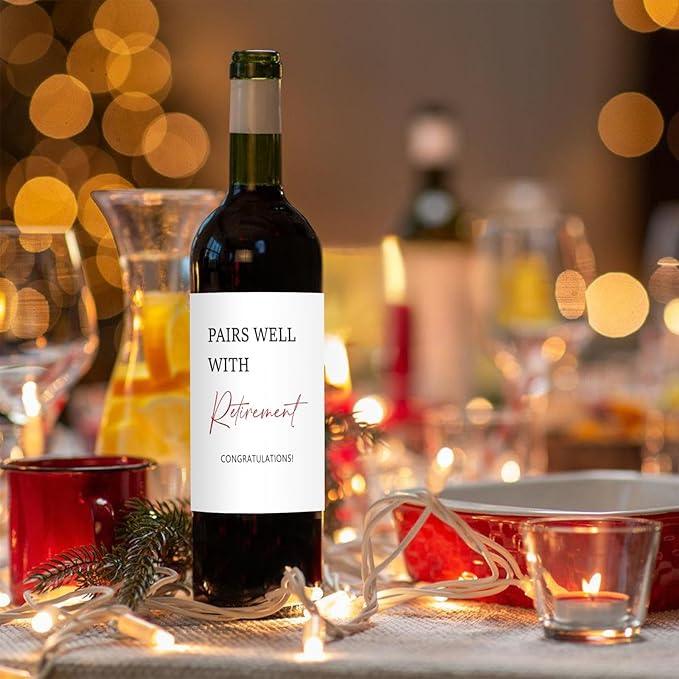 24 Pcs Funny Retirement Wine Labels Retirement Wine Bottle Labels Retirement Wine Labels for Bottles Pairs Well with Retirement Wine Bottle Stickers Retirement Gifts for Women Men