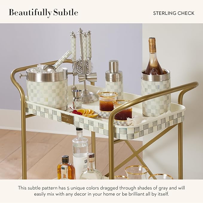 MACKENZIE-CHILDS 3260 Wine Cooler, Champagne and Wine Ice Bucket, Wine Bar Accessories, 1 Gallon, Gray-and-White Sterling Check