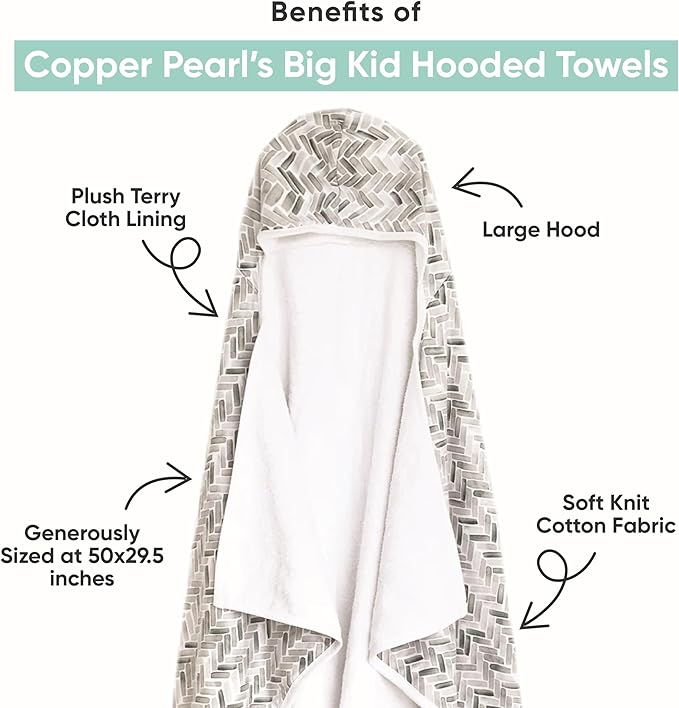 Copper Pearl Hooded Bath Towels Premium Knit/Terry Cloth Toddler Towels with Hood, Pockets, and Cool Designs - Great to Gift and Make Bath Time Fun - Big Kids Hooded Towel, Hunter