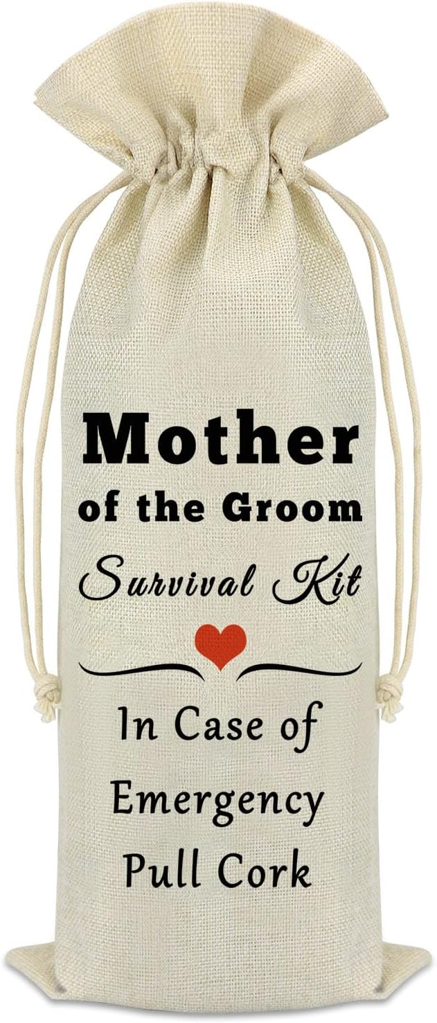 Mother of the Groom Gift Wine Bag Wedding Gifts for Mother in Law Mother of the Groom Gift from Son Bride Wine Bottle Cover Bag Engagement Bridal Shower Gift for Groom's Mother Mother of the Groom