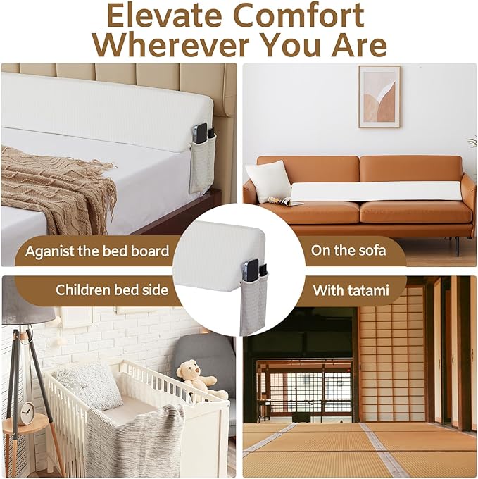 King Bed Wedge Pillow for Headboard, Foam Headboard Pillow, Bed Gap Filler, Mattress Gap Filler King - Fill The Gap (0-7") Between Headboard and Mattress (Air-Layer White, 76"x10"x6")