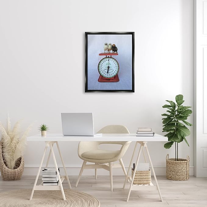 Stupell Industries Country BaBy Chick Birds on Vintage Kitchen Scale Floating Framed Wall Art, Design By Tania Soderman
