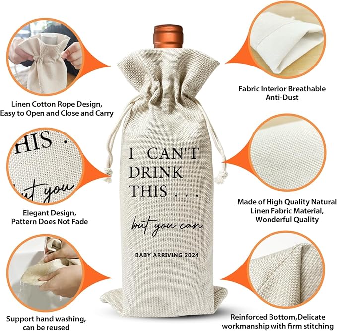 Pregnancy Announcement Gift, Baby Announcement, Baby or Pregnancy Reveal Gift for New Grandparents Uncle Aunt, Baby Shower Favor, Baby Party Decor, Pregnancy Keepsake Wine Bag
