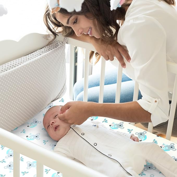 Pack n Play Sheet Fitted Sheet. 2 Piece Mini Crib Sheet Elastic Playard Sheet Set Portable Sheet Set Elastic Convertible Playard Pad. Compatible with Graco Pack n Play. (Owl and Tree Bag)