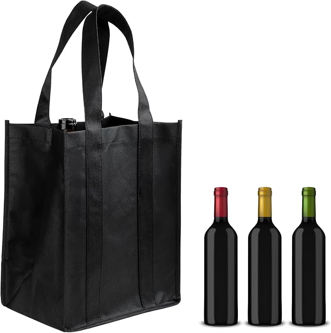 Sliverdew 6 Bottle Wine Carrier Non-Woven Wine Bottle Travel Bags Reusable Wine Gift Tote Bag Portable Wine Bottle Holder Bag with Handle for Picnic Camping