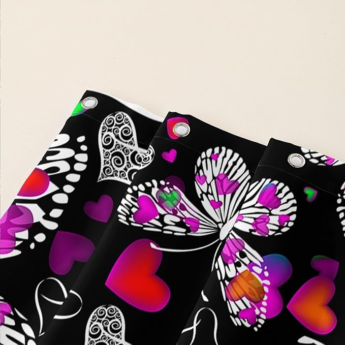 AILONEN Colorful Butterfly Shower Curtain for Bathroom Decor,Beautiful Butterfly Bath Curtain for Kids Women Girls,Pint Polyester Waterproof with 12 Plastic Hooks 72" W*84" H