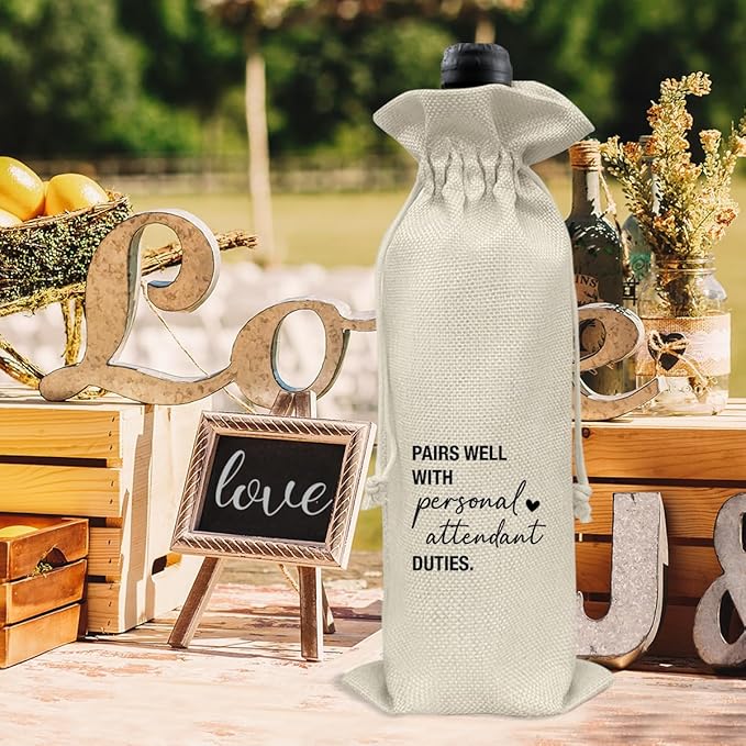 Personal Attendant Wine Bag Officiant Personal Attendant Proposal Gifts Wine Gift Bag for Brides Assistant Bridesmaid Bridesmaids Wedding Bridal Shower Party